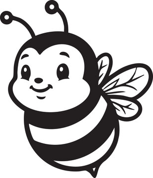 cute bee clipart in flat style on white background on transparent background