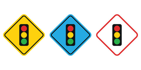 Traffic light icon set for road safety and transportation design