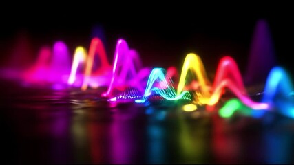 Colorful lights in the dark with a black background - Powered by Adobe