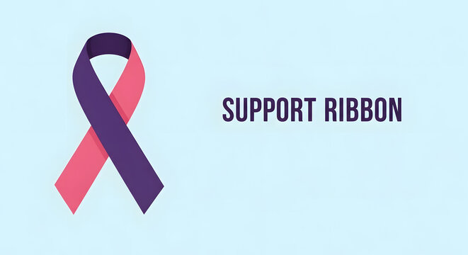 Symbol of hope and awareness featuring a purple and pink support ribbon for a cause or charity event