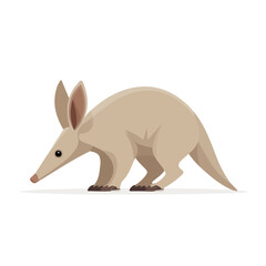 Clean 2D flat vector depiction of a Aardvark, designed in minimalist modern style with white background.
