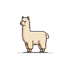 Alpaca, clean 2D vector flat illustration in minimal and modern style on a white background.