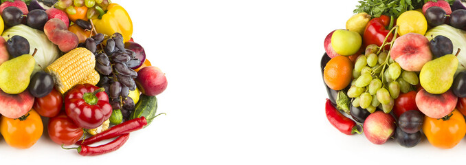 Vibrant Fruits and Vegetables Border with Copy Space