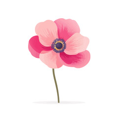 Modern flat 2D vector illustration of a Anemone Flower, minimal design style on a white background.