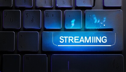 illuminated keyboard with a labeled key streaming