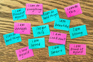 Positive Affirmations and Quotes to Motivate and Inspire Written on Colourful Paper