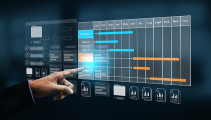 Project tracking system with Gantt chart and workflow elements for business scheduling and task management Parse