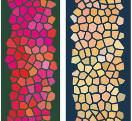 Stained glass pattern - seamless multicolored   mosaic border. Set of different template. Vector clipart