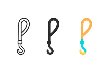 Fototapeta premium Minimalist Dog Leashes. Minimalist leash type icon: three identical dog leashes in a row, first in line style with thin outline,