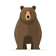 A simple and modern flat 2D vector of a Bear, isolated on a pure white background.
