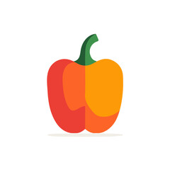 Bell Pepper, clean 2D vector flat illustration in minimal and modern style on a white background.
