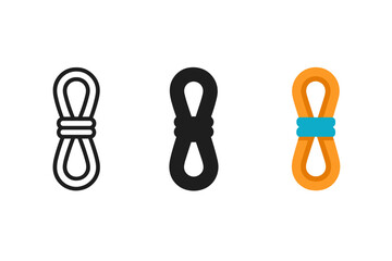 Minimalist Climbing Rope Icons. Minimalist climbing rope icon: three identical coiled climbing rope icons in a row, first in line
