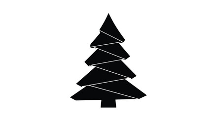 Fototapeta premium Stylized black pine tree silhouette on a clean white background
