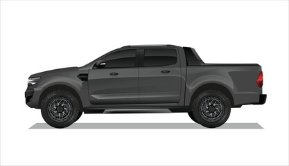 Grey icon logo sign truck car off road side view 4x4 4wd 3d auto motor art ram suv race power art 3d color car vector power trip pick up model diesel rally © Mah