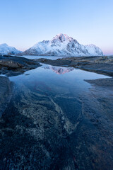 lake and mountains, Lofoten, Norway