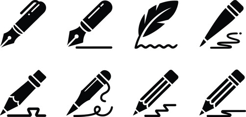  Set of writing tools vector.