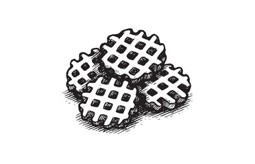 Waffle Potato Chips Hand Drawn Vector | Retro Snack Food Sketch