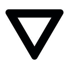 Black triangular frame icon with white inverted center for abstract design and signage