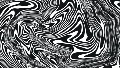 Abstract black and white wavy stripes pattern with a textured grainy effect.