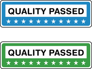 Quality Passed Stamp in Blue and Green | Product Approval, Quality Assurance, and Certification Badges | Quality Passed label | Best quality label