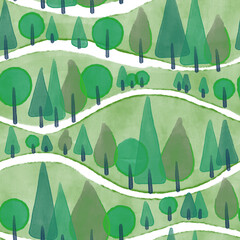 seamless watercolor pattern with trees