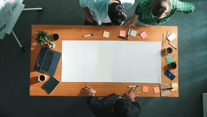 Time lapse of diverse group walking at boardroom and brainstorming idea. Smart startup team sharing...