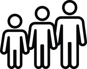 Family Relationship Icon | Minimalist Black and White Line People Symbol