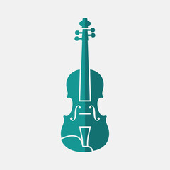 Naklejka premium Teal violin icon on a light gray background.