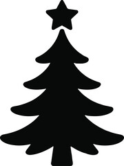 Christmas Tree Icon | Minimalist Black and White Festive Symbol