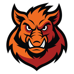Obraz premium Fierce Wild Boar Mascot Logo with Prominent Tusks