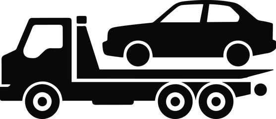 Tow Truck and Car Icon | Vehicle Transportation and Roadside Assistance Vector