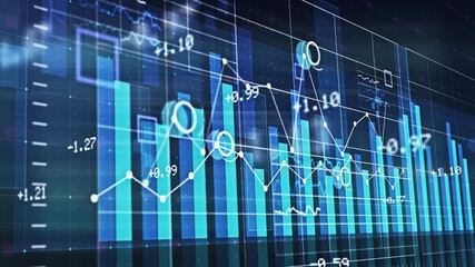 Animated blue data chart — stock market trends, financial analytics, and big data visualization - Powered by Adobe