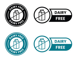 Dairy free icon. No milk ingredient use in product packaging symbol. Vector sign of lactose free stamp.