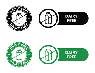 Dairy free icon. No milk ingredient use in product packaging symbol. Vector sign of lactose free stamp.