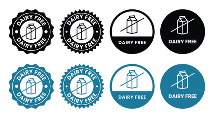 Dairy free icon. No milk ingredient use in product packaging symbol. Vector sign of lactose free stamp.