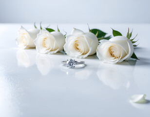 Diamond Jewerly and White Roses in Elegant Harmony.