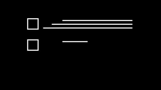 Approved check mark on completed task planner review icon animation. Correct checklist . Project planning and analysis. To-do list verification sign. Alpha channel.