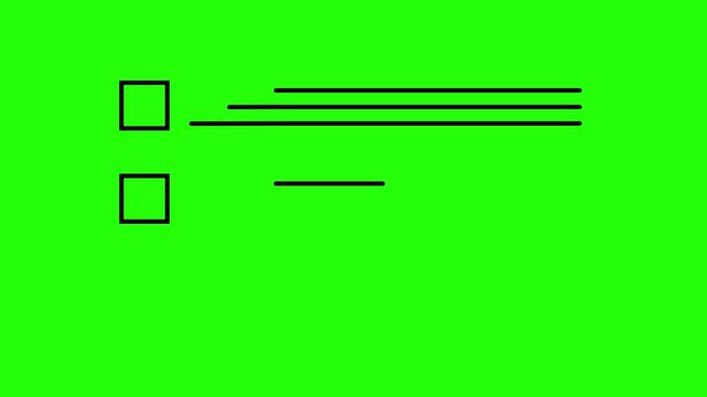 Approved check mark on completed task planner review icon animation. Correct checklist . Project planning and analysis. To-do list verification sign. Alpha channel.