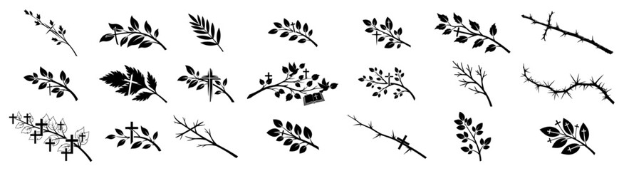 Holly & berry twigs silhouettes and outlines – elegant botanical clip‑art bundle for holiday projects