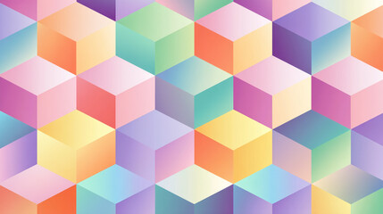 Obraz premium パステルカラーの立方体パターンが並ぶ幾何学的背景 