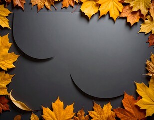 Autumn Leaves Frame on Dark Background - A Seasonal Composition.