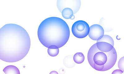 Abstract blue and purple bubbles floating spheres in various sizes vector illustration on white background
