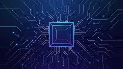 Abstract microchip illustration futuristic technology concept with circuit board design ideal for technology and science presentations