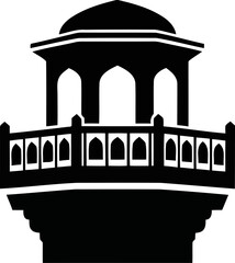 Fototapeta premium Architectural landmark silhouette of a beautiful gazebo with arches and ornate railings design