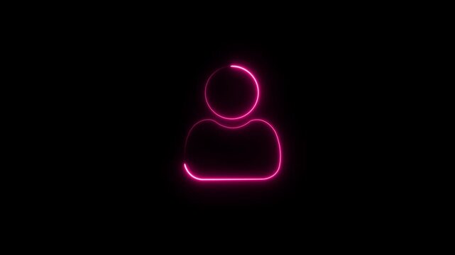 Neon glowing user icon animation. neon line profile icon. Glowing neon person or people sign animation background. User or profile or avatar icon. Profile sign ,contact icon animation online icon.