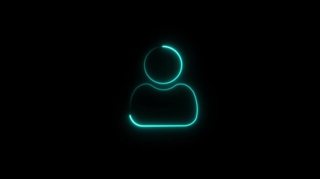 Neon glowing user icon animation. neon line profile icon. Glowing neon person or people sign animation background. User or profile or avatar icon. Profile sign ,contact icon animation online icon.