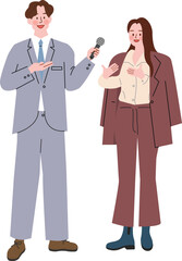 Professional Interview Scene with Reporter and Subject