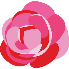 Abstract Pink and Red Rose Illustration with Soft Petals and Transparent Background Ideal for Graphic Design Projects