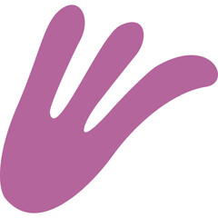 Abstract Purple Organic Shape with Three Fingers on Transparent Background Isolated Design Element