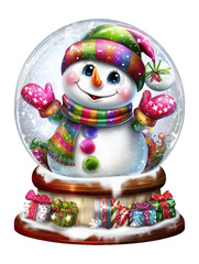 Joyful snowman winter holiday gift globe